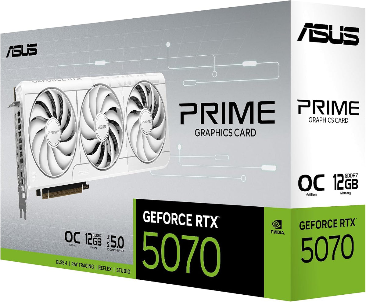 ASUS Prime Geforce RTX 5070 12GB GDDR7 White OC Edition Gaming Graphics Card
