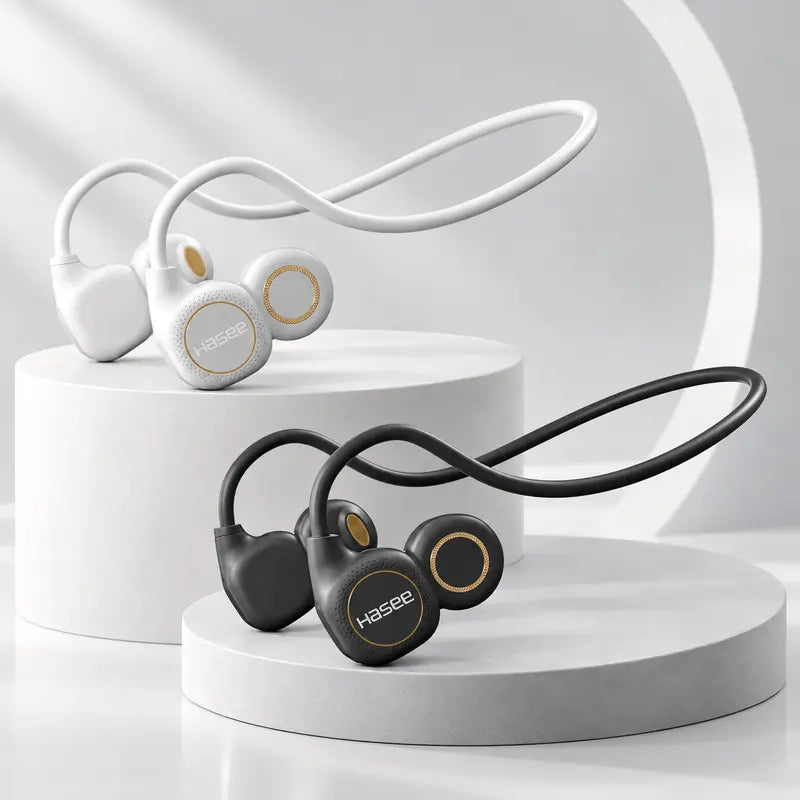 Silicone Open-Ear Neckband Wireless Headphones - Bluetooth 6.0 Air Conduction Earphones, Hand-Free Calls with ENC, LED Battery Display, Hifi Stereo High Quality Audio, Fast Charging, Stable Connection, Lightweight Secure Fit, Sweatproof for Running, Gym