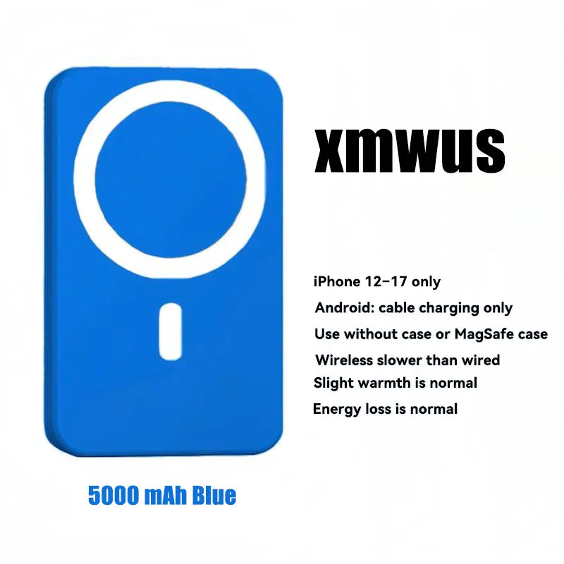 XMWUS 5000Mah Magnetic Portable Powerbank - Magsafe Case Compatible Compact Travel Charger, Wireless Charging for Iphone 12-18 Series, Cool Gift for Him (Teen Boy, Men, Adults), Gifts for Him,Techvibes