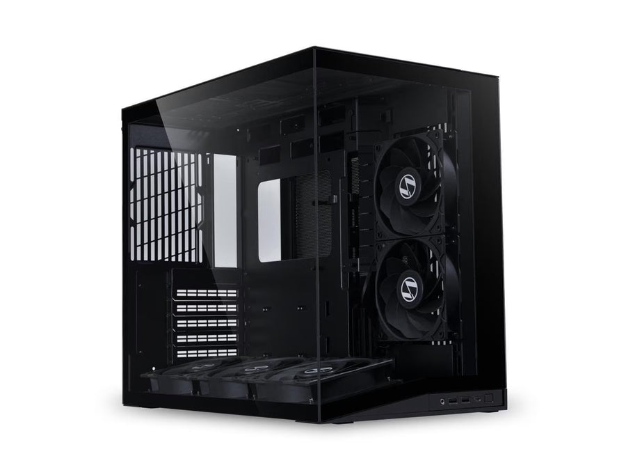 LIAN LI O11D MINI V2 Flow | Compact ATX Mid-Tower Airflow Computer Case | Panoramic View | High-Performance Airflow | Includes 5 X 120Mm Reverse Blade Fans | Cable Management | Black (O11DMIV2FX)