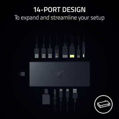 Razer USB 4 Dock, 14 Ports, Windows & Mac Compatible, Black