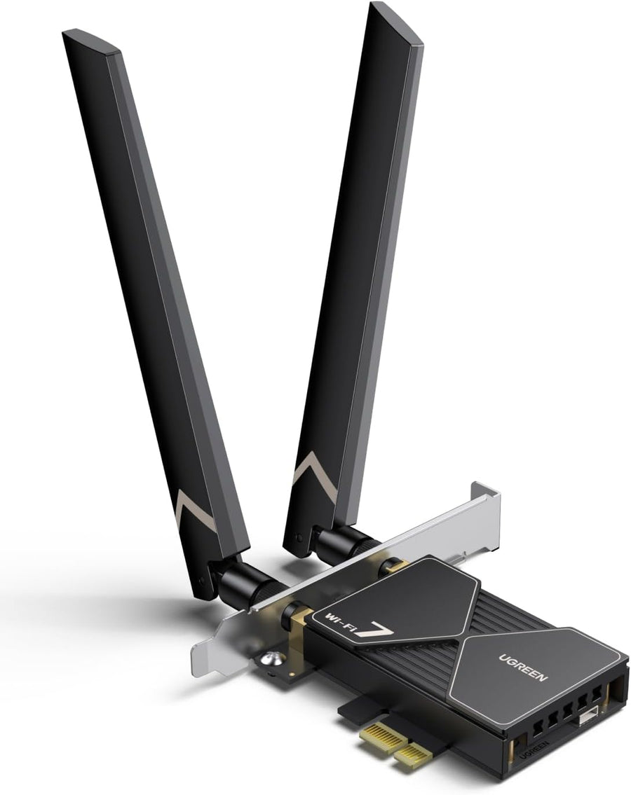 Wifi 7 BE6500 Pcie Wifi Card, Bluetooth 5.4, IEEE 802.11Ax/Be, 6G 2882Mbps/5G 2882Mbps/2.4G 688Mbps Tri Band, MLO Technology, Flexible Dual 6Dbi High Gain Antenna, WPA3, Support Windows 11 Only