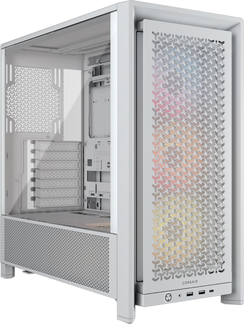 CORSAIR 4000D RS ARGB Frame Customizable Mid-Tower PC Case – White