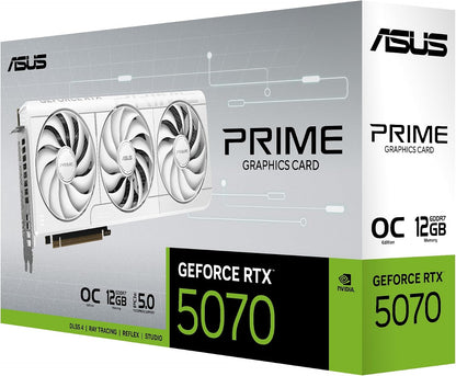 ASUS Prime Geforce RTX 5070 12GB GDDR7 White OC Edition Gaming Graphics Card