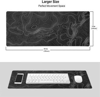 Large Mouse Pad Mat 35X17 Inch, XXXL Gaming Mouse Pad Topographic Map Lines