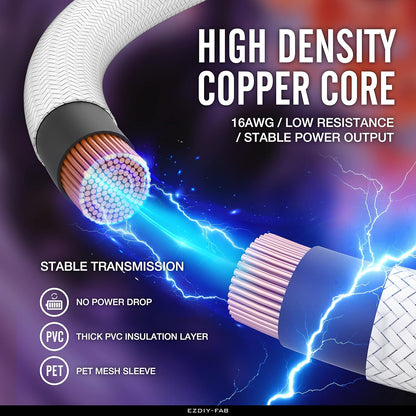Sleeved Cable - Cable Extension for Power Supply with Extra-Sleeved 24-PIN 8-PIN 6-PIN 4+4-PIN with Combs- White
