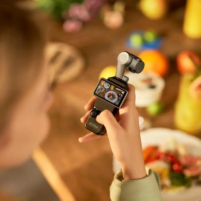 Xtra Muse Xtra Edge HD Video Camera - 1'' CMOS, 4K/120Fps Videos, 3-Axis Gimbal Stabilizer, Fast Focusing, Face-Lock Tracking, Object-Track Shots, Portable Vlogging Travel Camcorder for Content Creators, Micro Sd-Supported Digital Cameras