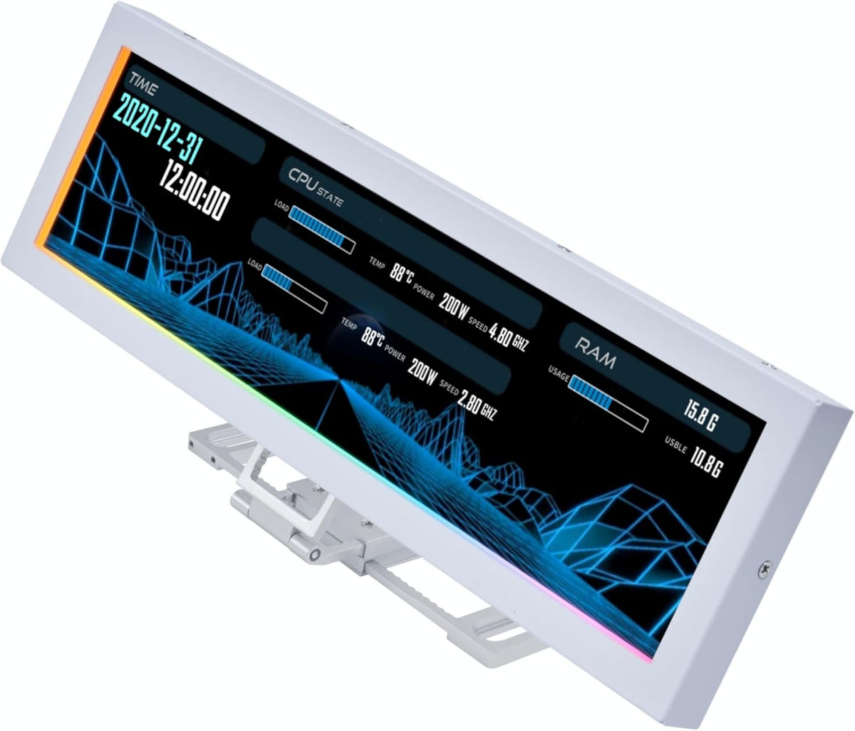 SM088X 8.8" Universal LCD Screen with ARGB Frame, White (US88 V1)
