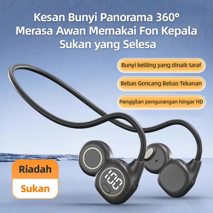 Silicone Open-Ear Neckband Wireless Headphones - Bluetooth 6.0 Air Conduction Earphones, Hand-Free Calls with ENC, LED Battery Display, Hifi Stereo High Quality Audio, Fast Charging, Stable Connection, Lightweight Secure Fit, Sweatproof for Running, Gym
