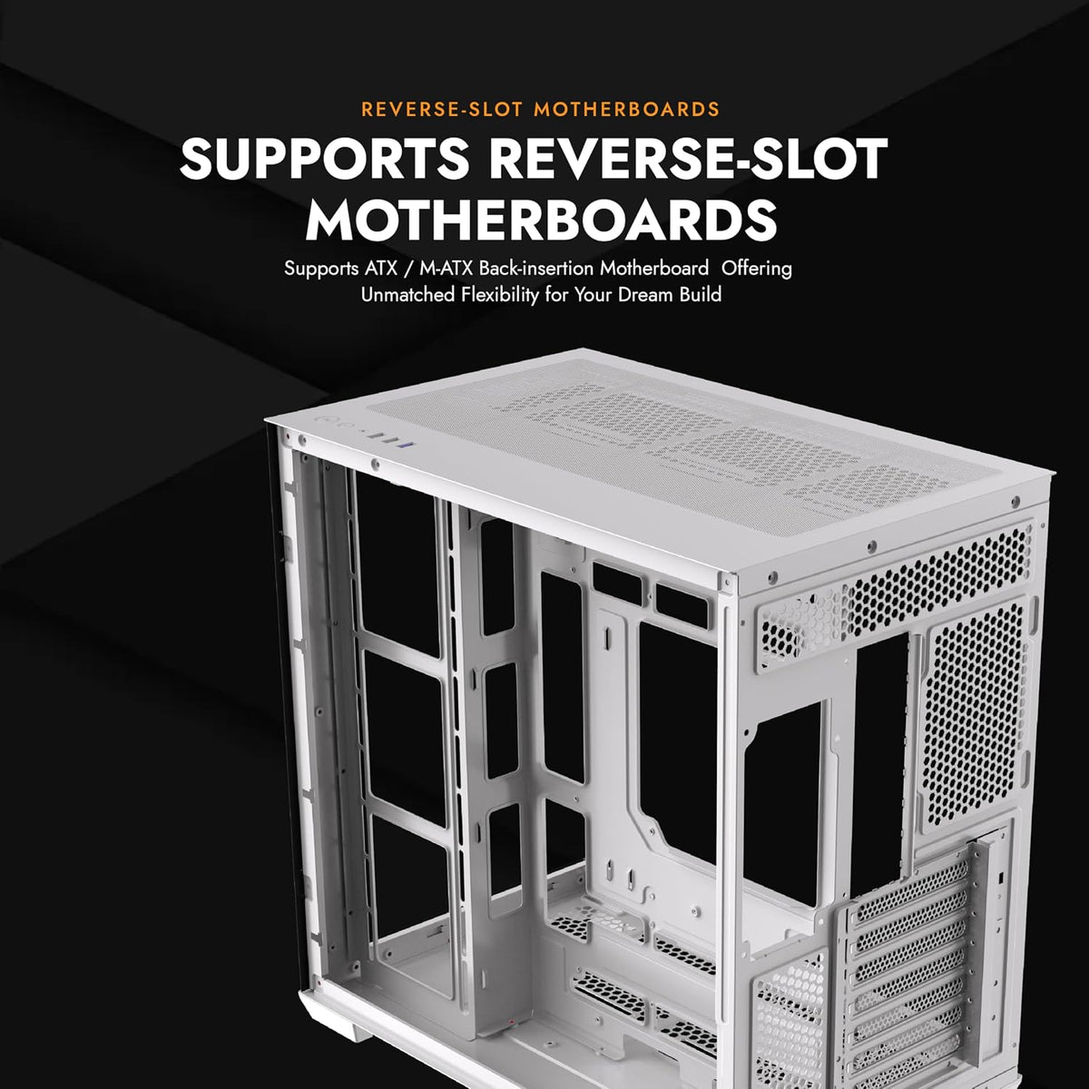 C280 E-ATX Full-Tower PC Gaming Case, 7×ARGB Fans Included, 270° Tempered Glass,Reverse Connection Motherboard Compatible, Supports RTX 5090 up to 420Mm, 360Mm Radiator Support，White