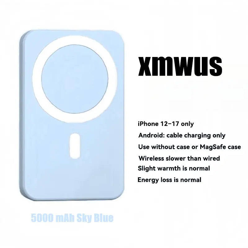 XMWUS 5000Mah Magnetic Portable Powerbank - Magsafe Case Compatible Compact Travel Charger, Wireless Charging for Iphone 12-18 Series, Cool Gift for Him (Teen Boy, Men, Adults), Gifts for Him,Techvibes
