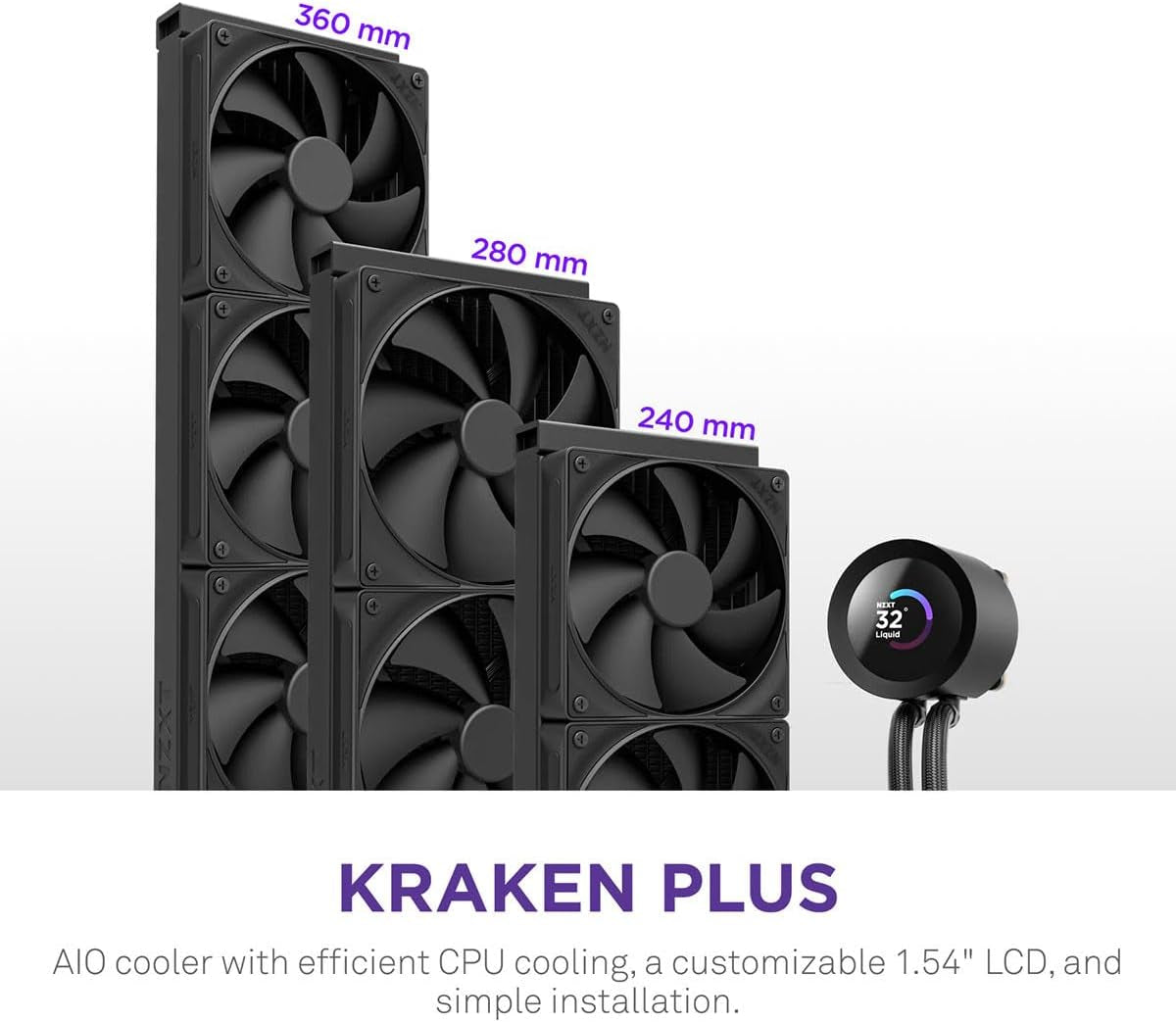 Kraken plus 240-240Mm AIO CPU Cooler, LCD - Black