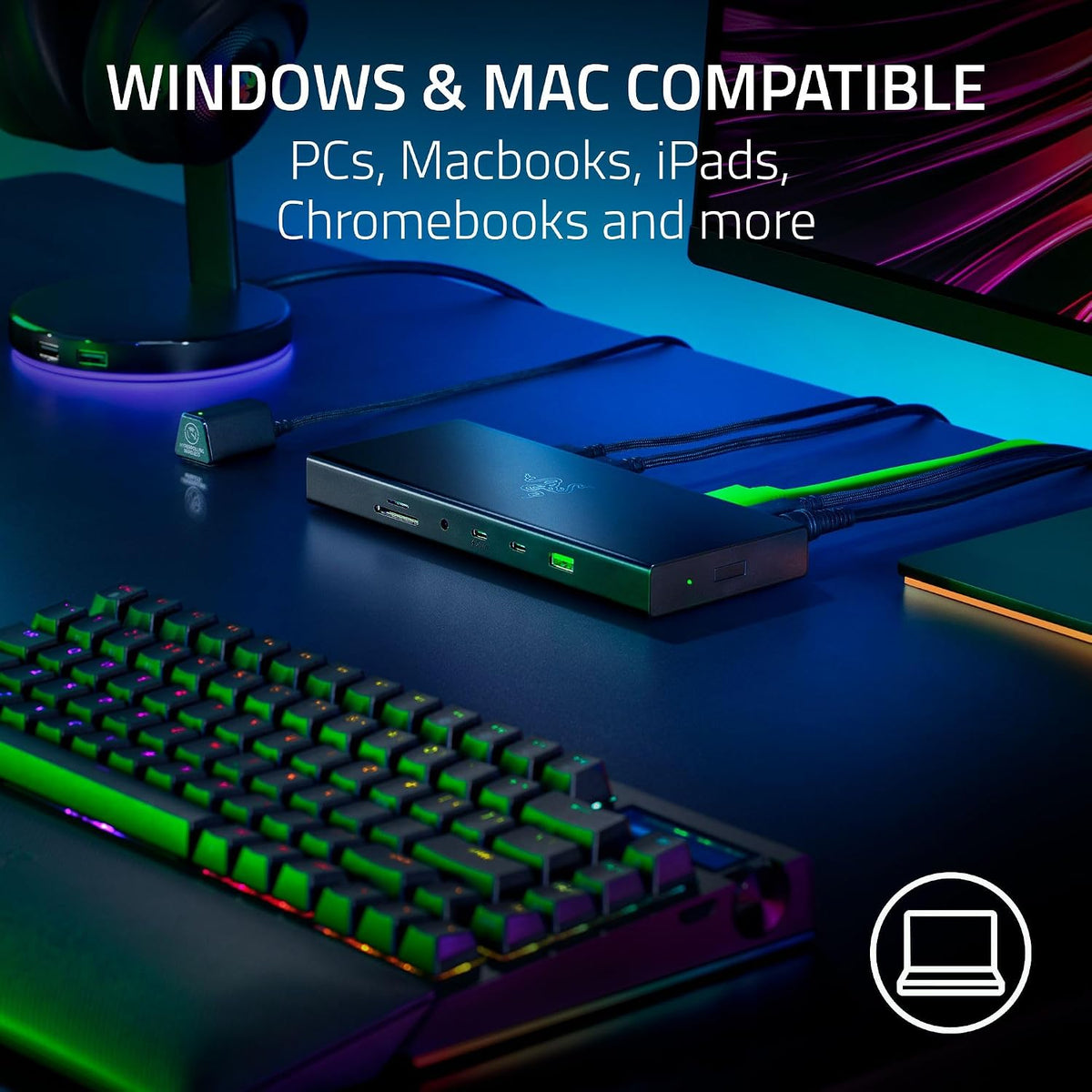Razer USB 4 Dock, 14 Ports, Windows & Mac Compatible, Black
