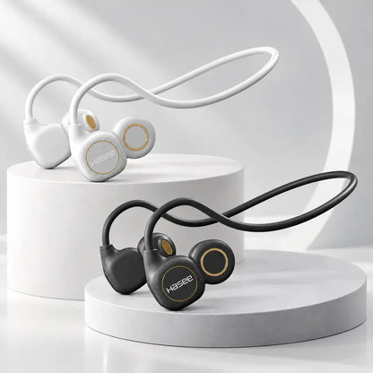 Silicone Open-Ear Neckband Wireless Headphones - Bluetooth 6.0 Air Conduction Earphones, Hand-Free Calls with ENC, LED Battery Display, Hifi Stereo High Quality Audio, Fast Charging, Stable Connection, Lightweight Secure Fit, Sweatproof for Running, Gym