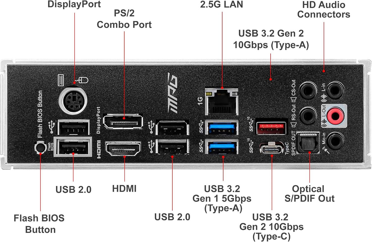 MSI MPG B550 Gaming plus Gaming Motherboard (AMD Ryzen 5000, AM4, DDR4, Pcie 4.0, SATA 6Gb/S, M.2, USB 3.2 Gen 2, HDMI/DP, ATX)