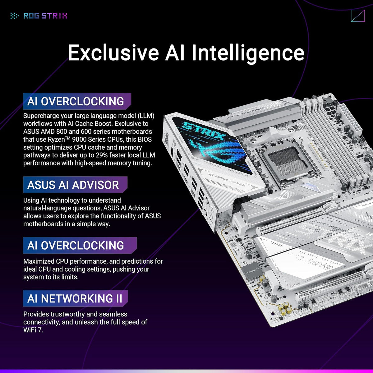ASUS ROG Strix X870E-A Gaming WIFI7 NEO AM5 ATX Motherboard, DDR5, DIMM Fit, Wifi 7, 5Gb LAN, Pcie 5.0, 4X M.2, 2X USB4, EZ PC DIY, AIO Q-Connector