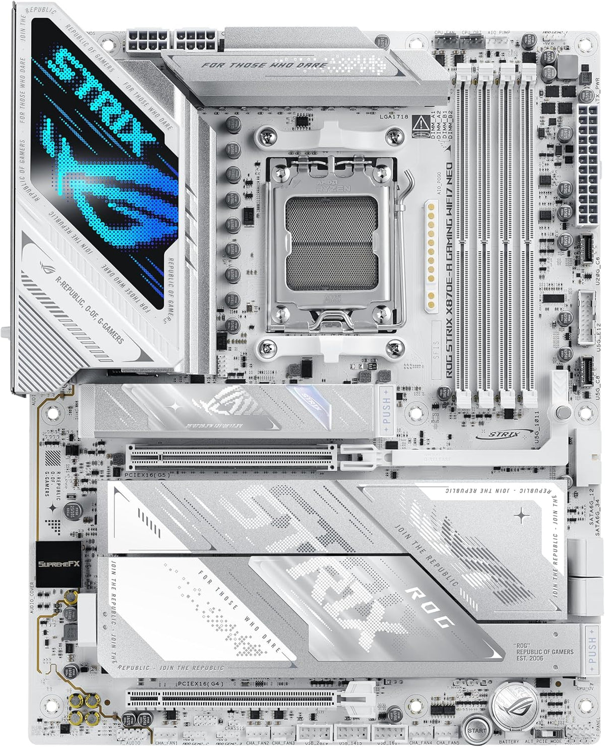 ASUS ROG Strix X870E-A Gaming WIFI7 NEO AM5 ATX Motherboard, DDR5, DIMM Fit, Wifi 7, 5Gb LAN, Pcie 5.0, 4X M.2, 2X USB4, EZ PC DIY, AIO Q-Connector
