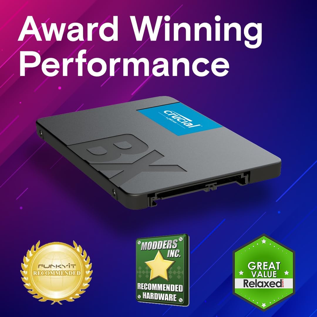 BX500 SATA SSD 2TB, 2.5 Inch Internal Hard Drive, up to 540 Mb/S, 2TB SSD Compatible with Laptop and Desktop (PC), 3D NAND, Dynamic Write Acceleration - CT2000BX500SSD101
