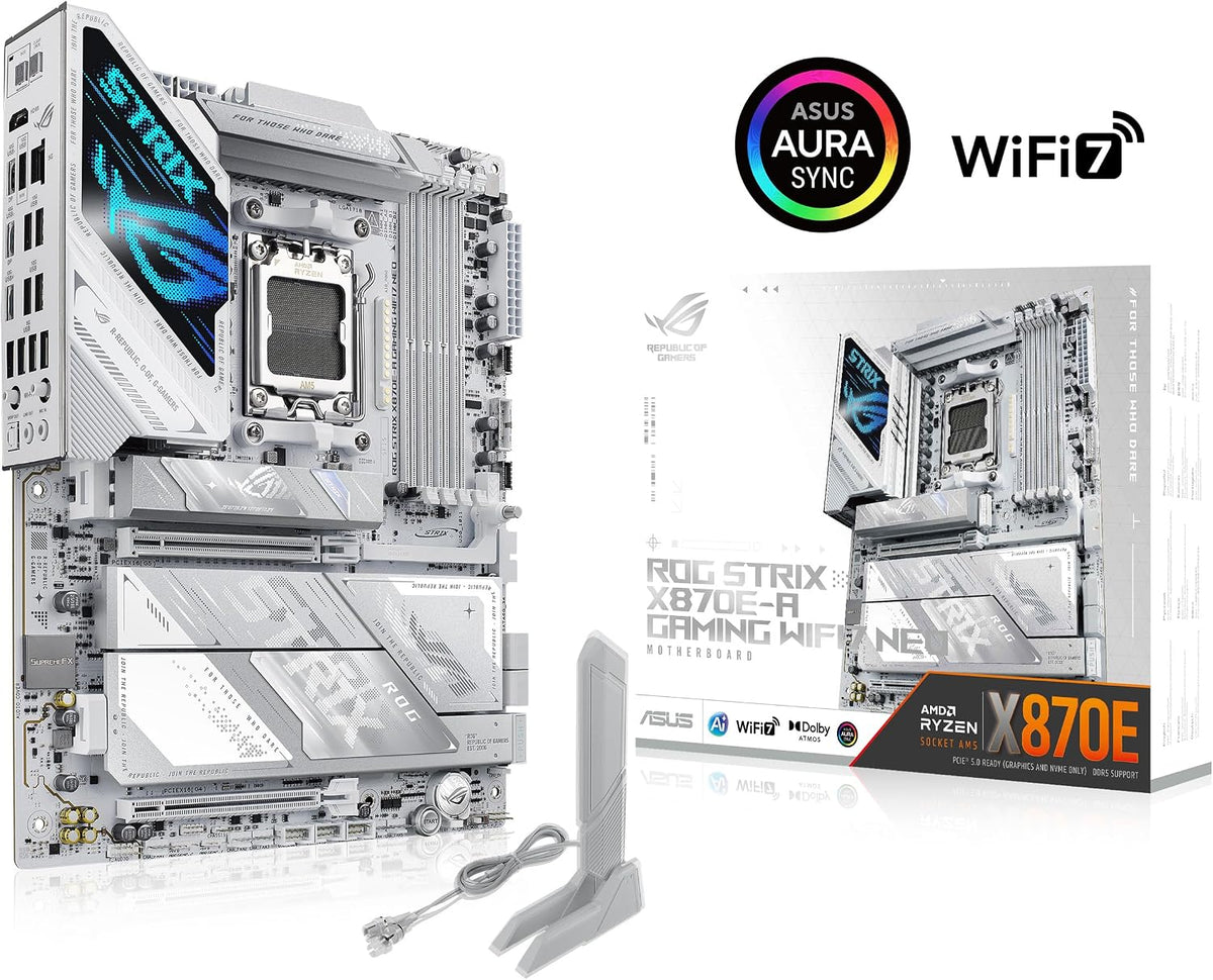 ASUS ROG Strix X870E-A Gaming WIFI7 NEO AM5 ATX Motherboard, DDR5, DIMM Fit, Wifi 7, 5Gb LAN, Pcie 5.0, 4X M.2, 2X USB4, EZ PC DIY, AIO Q-Connector