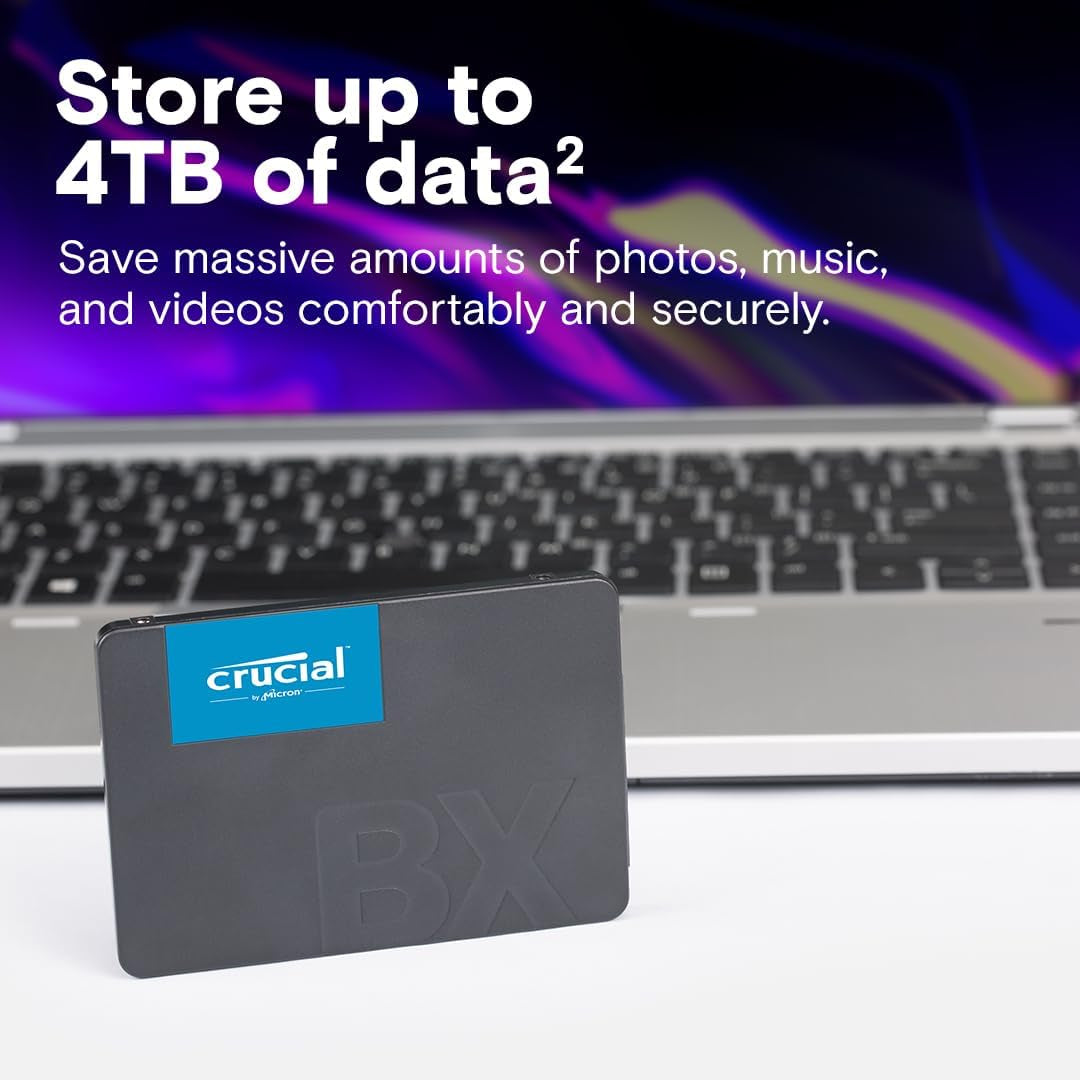 BX500 SATA SSD 2TB, 2.5 Inch Internal Hard Drive, up to 540 Mb/S, 2TB SSD Compatible with Laptop and Desktop (PC), 3D NAND, Dynamic Write Acceleration - CT2000BX500SSD101