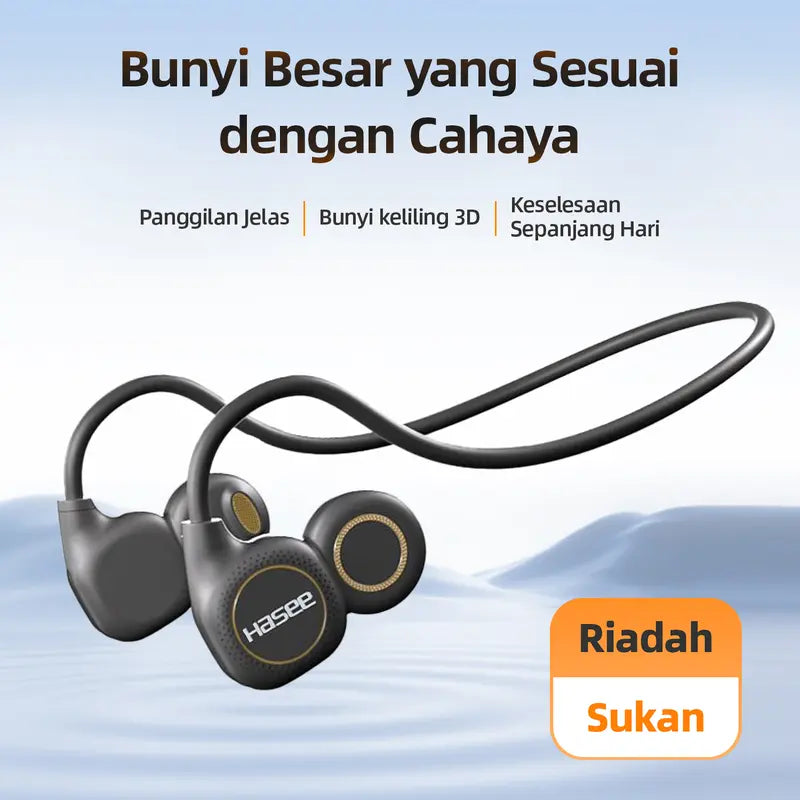 Silicone Open-Ear Neckband Wireless Headphones - Bluetooth 6.0 Air Conduction Earphones, Hand-Free Calls with ENC, LED Battery Display, Hifi Stereo High Quality Audio, Fast Charging, Stable Connection, Lightweight Secure Fit, Sweatproof for Running, Gym