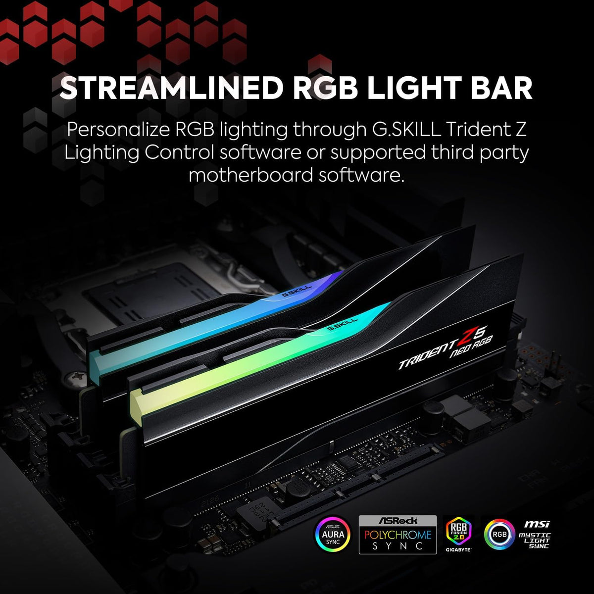 Trident Z5 Neo RGB Series DDR5 RAM (AMD EXPO) 32GB (2X16Gb) up to 6400Mt/S* CL32-39-39-102 1.40V Desktop Computer Memory U-DIMM - Matte Black (F5-6400J3239G16GX2-TZ5NR)