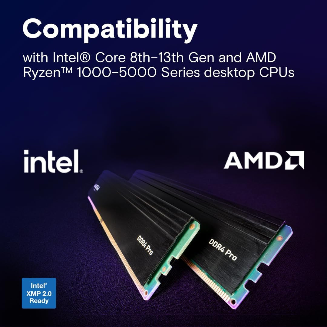Pro 32GB DDR4 RAM Kit (2X16Gb), High-Performance 3200Mhz (Or 3000Mhz or 2666Mhz) Desktop Memory UDIMM 288-Pin, Compatible with Intel and AMD Ryzen - CP2K16G4DFRA32A