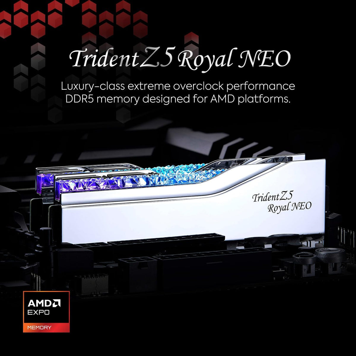 Trident Z5 Royal Neo Series DDR5 RAM (AMD EXPO) 32GB (2X16Gb) up to 6400Mt/S* CL30-39-39-102 1.40V Desktop Computer Memory U-DIMM - Silver (F5-6400J3039G16GX2-TR5NS)