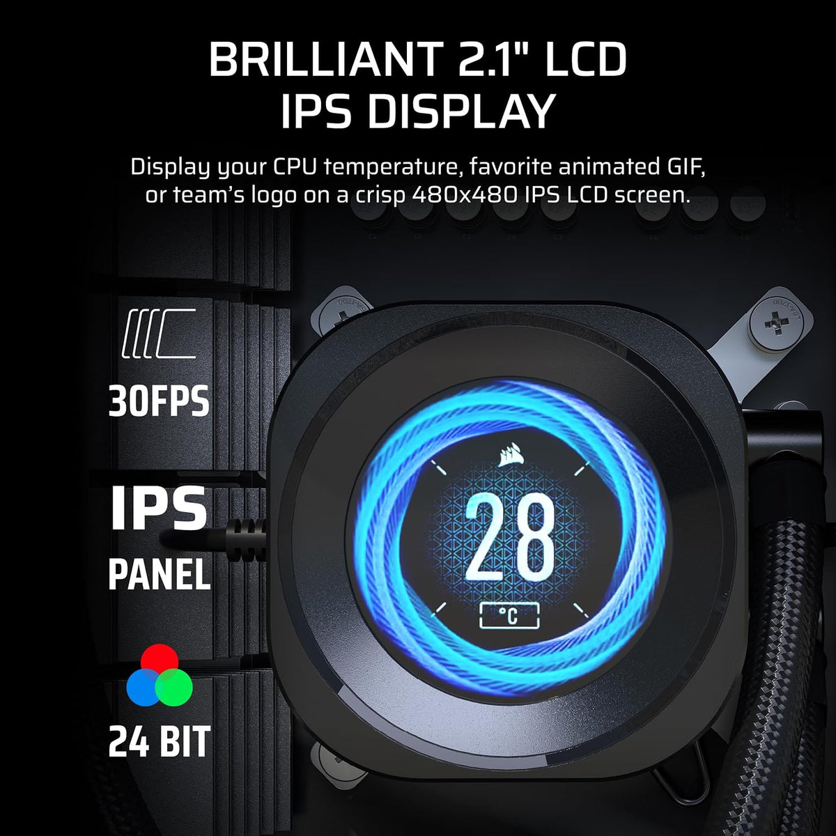 CORSAIR Nautilus 360 RS LCD Liquid CPU Cooler – 2.1" IPS LCD Screen, 360Mm AIO, Low-Noise, Daisy-Chain, Intel LGA 1851/1700, AMD AM5/AM4 – 3X RS120 Fans Included – Black