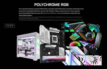 AMD AM5 B850 Pro RS Motherboard, AMD Ryzen 9000/8000/7000 Series, 4X DDR5 Slots up to 8000Mhz, 24-Pin Power Connection, ATX, 21X USB Ports, Pcie 5.0