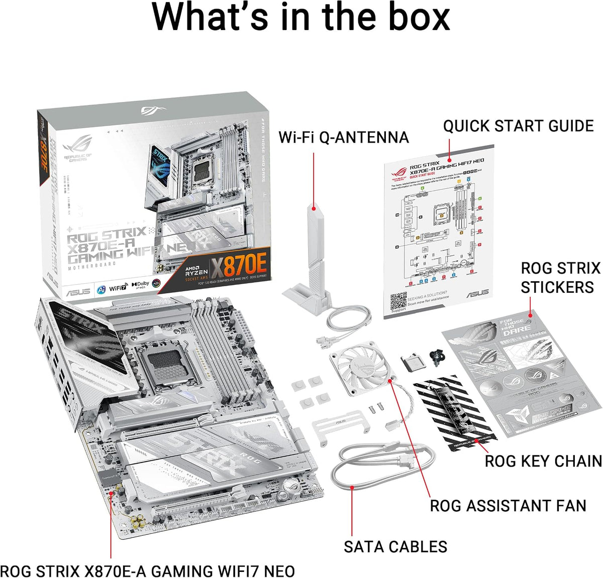 ASUS ROG Strix X870E-A Gaming WIFI7 NEO AM5 ATX Motherboard, DDR5, DIMM Fit, Wifi 7, 5Gb LAN, Pcie 5.0, 4X M.2, 2X USB4, EZ PC DIY, AIO Q-Connector
