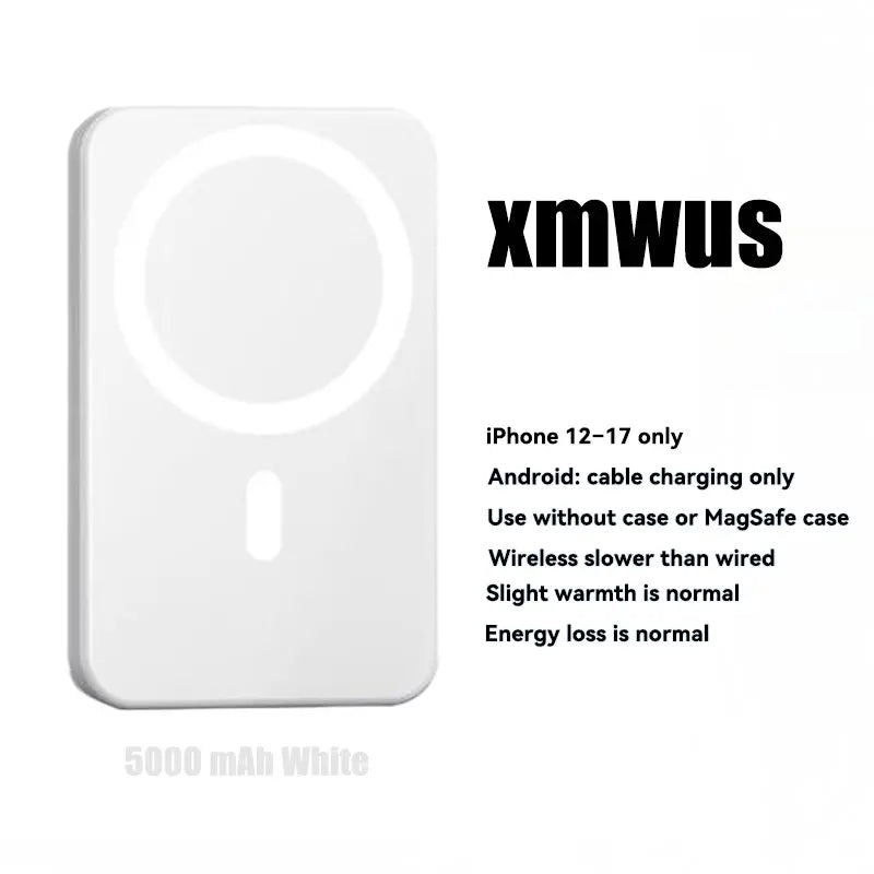 XMWUS 5000Mah Magnetic Portable Powerbank - Magsafe Case Compatible Compact Travel Charger, Wireless Charging for Iphone 12-18 Series, Cool Gift for Him (Teen Boy, Men, Adults), Gifts for Him,Techvibes