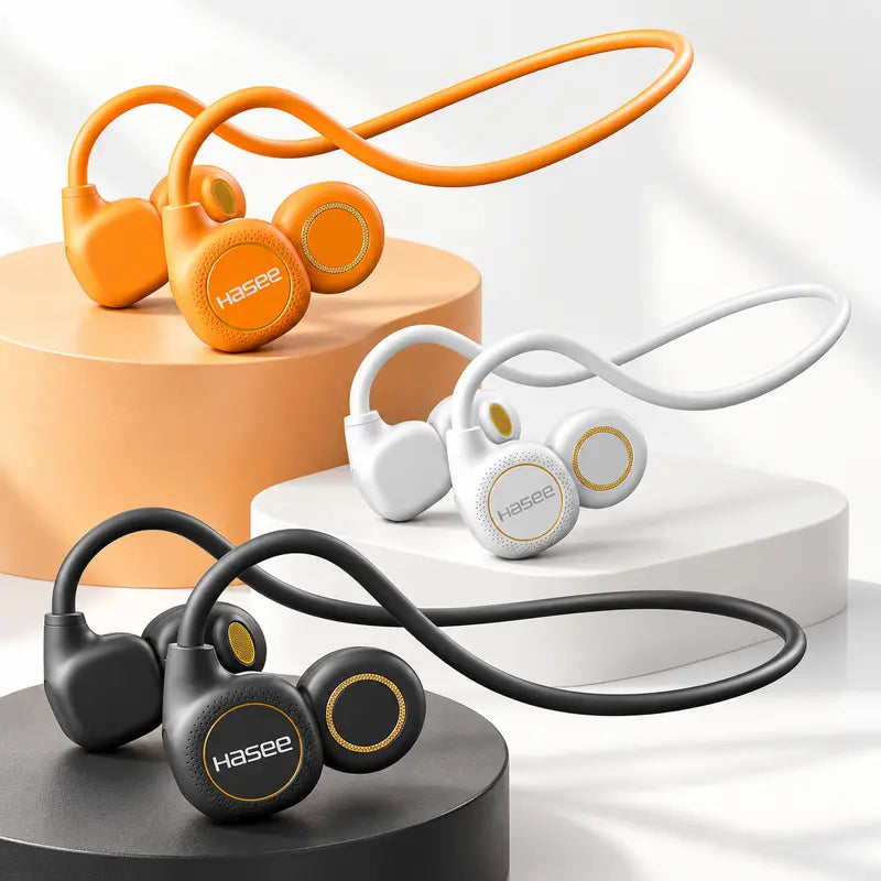 Silicone Open-Ear Neckband Wireless Headphones - Bluetooth 6.0 Air Conduction Earphones, Hand-Free Calls with ENC, LED Battery Display, Hifi Stereo High Quality Audio, Fast Charging, Stable Connection, Lightweight Secure Fit, Sweatproof for Running, Gym