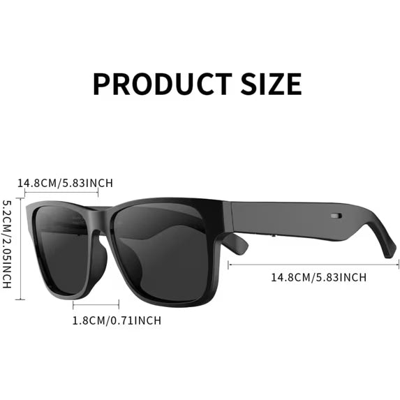 Smart Bluetooth Polarized Sunglasses with Speaker, UV Protection, Unisex, Black