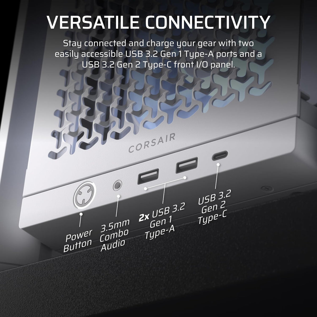 CORSAIR 4000D RS ARGB Frame Customizable Mid-Tower PC Case – White