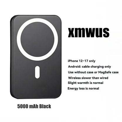 XMWUS 5000Mah Magnetic Portable Powerbank - Magsafe Case Compatible Compact Travel Charger, Wireless Charging for Iphone 12-18 Series, Cool Gift for Him (Teen Boy, Men, Adults), Gifts for Him,Techvibes