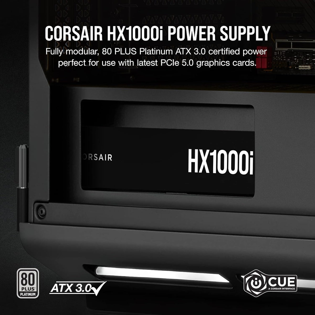 CORSAIR Hx1000I ATX 3.1 Pcie 5.1 1000W Power Supply – Black