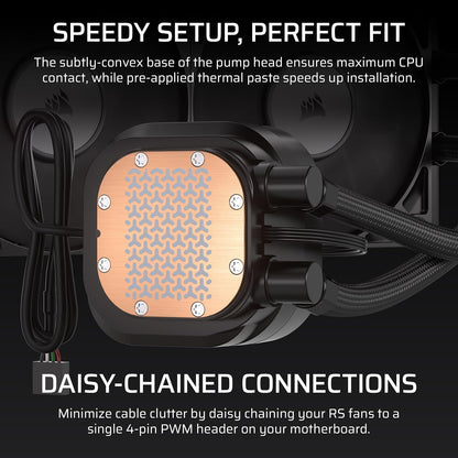 CORSAIR Nautilus 360 RS LCD Liquid CPU Cooler – 2.1" IPS LCD Screen, 360Mm AIO, Low-Noise, Daisy-Chain, Intel LGA 1851/1700, AMD AM5/AM4 – 3X RS120 Fans Included – Black