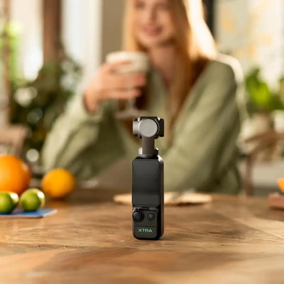 Xtra Muse Xtra Edge HD Video Camera - 1'' CMOS, 4K/120Fps Videos, 3-Axis Gimbal Stabilizer, Fast Focusing, Face-Lock Tracking, Object-Track Shots, Portable Vlogging Travel Camcorder for Content Creators, Micro Sd-Supported Digital Cameras