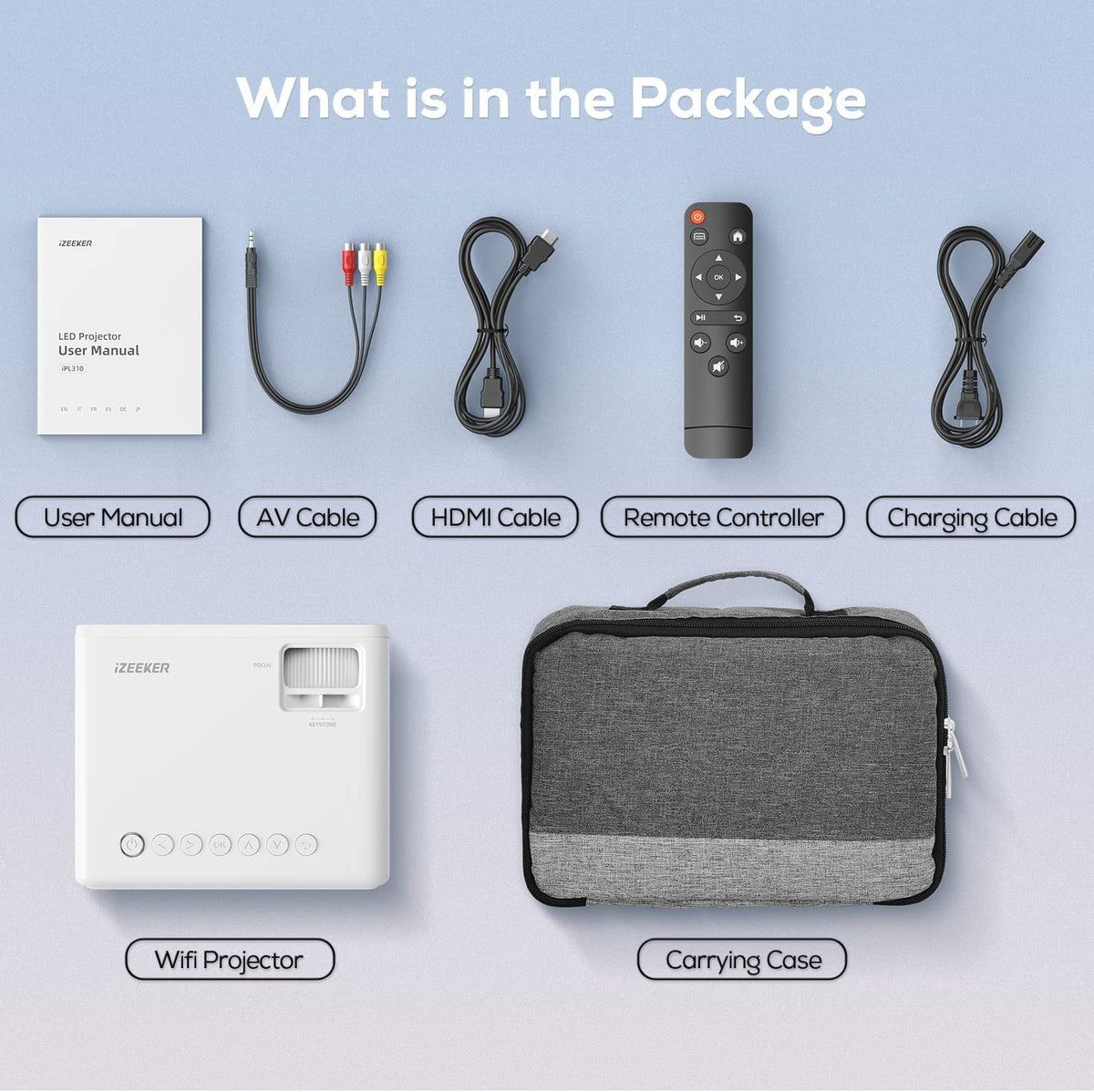 Ipl310 1080P Native Projector with 5G Wifi & Bluetooth 5.2, 9000 Lumens LED, 4K Supported, 180" Display, Portable Home Theater Projector with Carry Bag