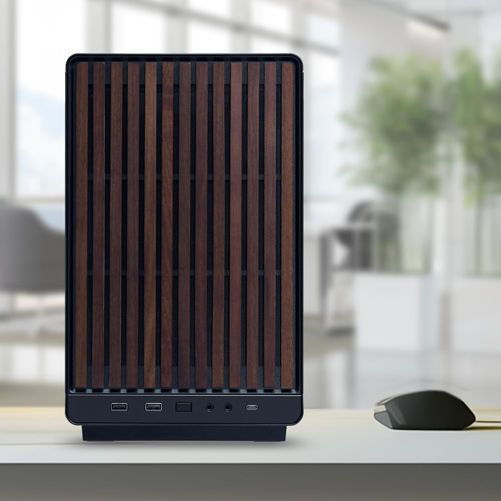 A3-Matx PC Case, 415Mm GPU, 360 AIO, Wood Black Mesh (A3X-WD)