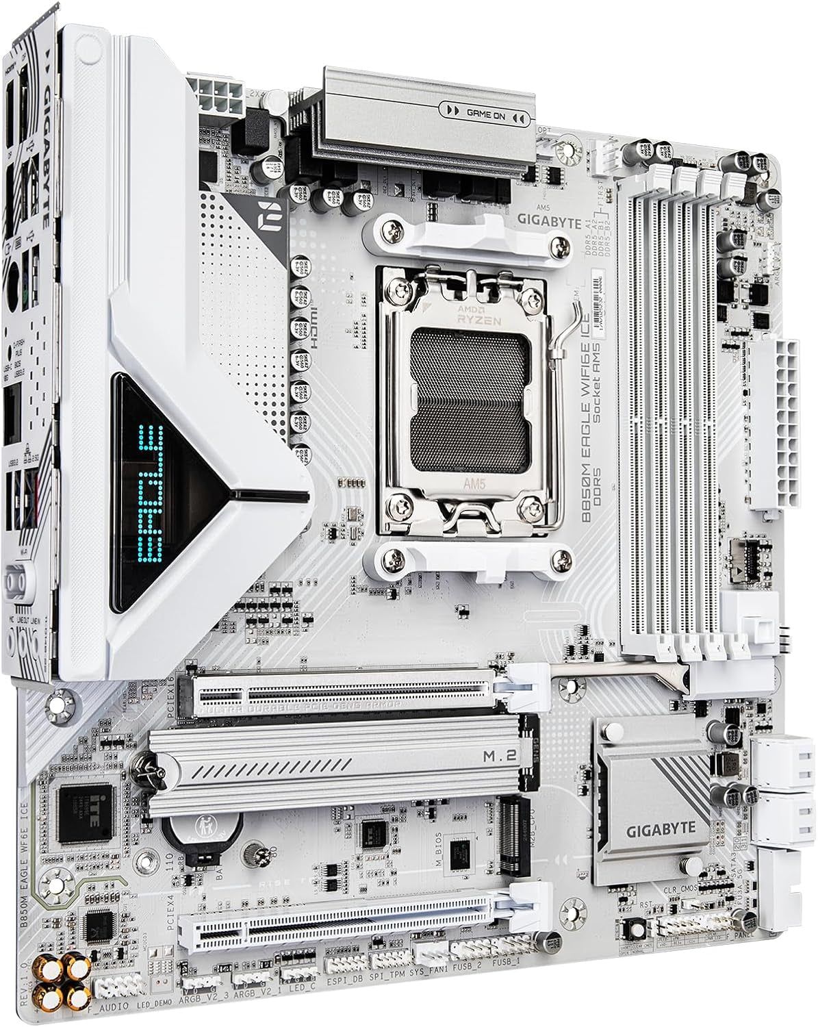 GIGABYTE B850M Eagle WIFI6E ICE AMD AM5 Matx Motherboard, Support AMD Ryzen 9000/8000/7000 Series, DDR5, 8+2+2 Power Phase, 2X M.2, Pcie 5.0, USB-C, WIFI6E, 2.5Gbe LAN, Ez-Latch, 3-Year Warranty