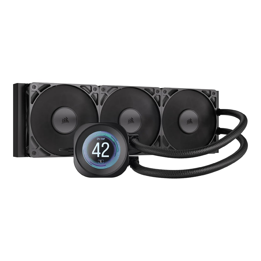 CORSAIR Nautilus 360 RS LCD Liquid CPU Cooler – 2.1" IPS LCD Screen, 360Mm AIO, Low-Noise, Daisy-Chain, Intel LGA 1851/1700, AMD AM5/AM4 – 3X RS120 Fans Included – Black