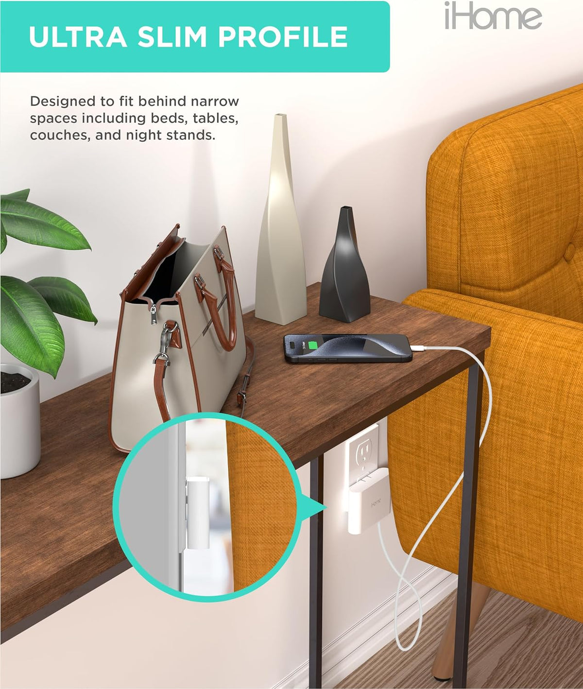 Slim 4-Port USB Wall Charger Flat Multiport Travel Plug Adapter