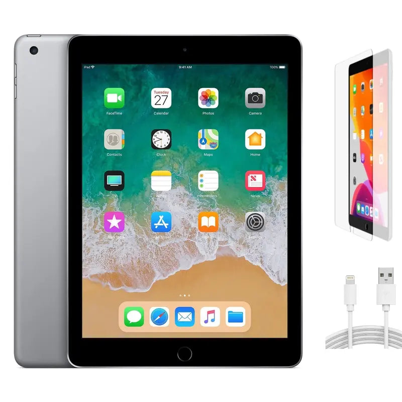 Refurbished Apple Ipad 6Th Gen (Wifi + Cellular Unlocked) - Excellent Condition with Tempered Glass Screen Protector & 1 Year Warranty
