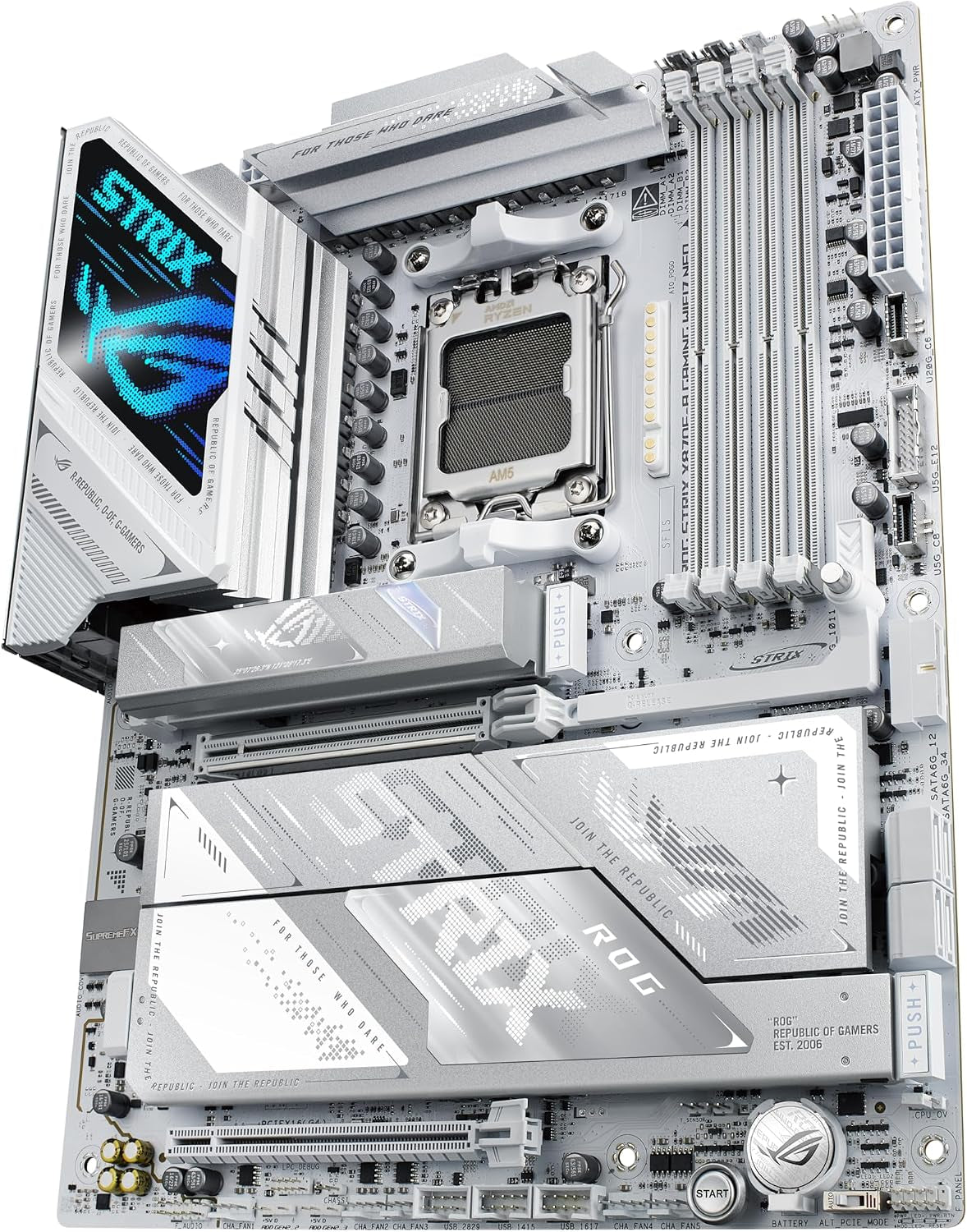 ASUS ROG Strix X870E-A Gaming WIFI7 NEO AM5 ATX Motherboard, DDR5, DIMM Fit, Wifi 7, 5Gb LAN, Pcie 5.0, 4X M.2, 2X USB4, EZ PC DIY, AIO Q-Connector