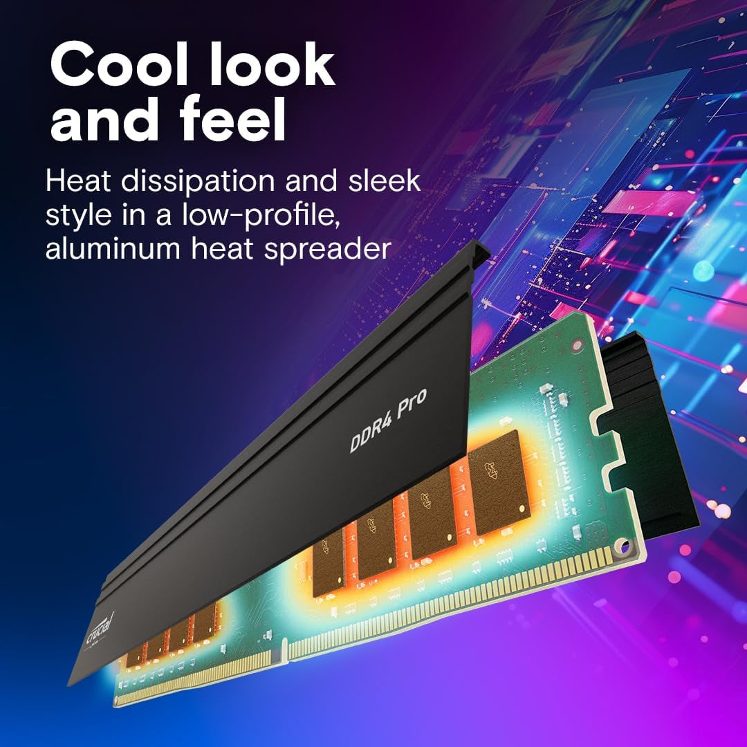 Pro 32GB DDR4 RAM Kit (2X16Gb), High-Performance 3200Mhz (Or 3000Mhz or 2666Mhz) Desktop Memory UDIMM 288-Pin, Compatible with Intel and AMD Ryzen - CP2K16G4DFRA32A