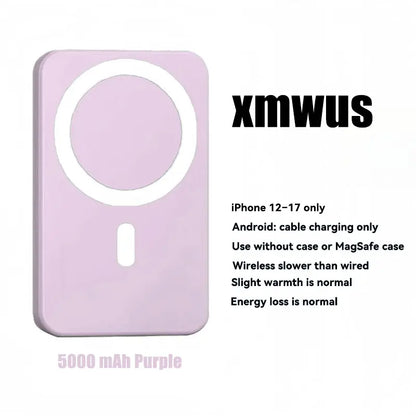 XMWUS 5000Mah Magnetic Portable Powerbank - Magsafe Case Compatible Compact Travel Charger, Wireless Charging for Iphone 12-18 Series, Cool Gift for Him (Teen Boy, Men, Adults), Gifts for Him,Techvibes