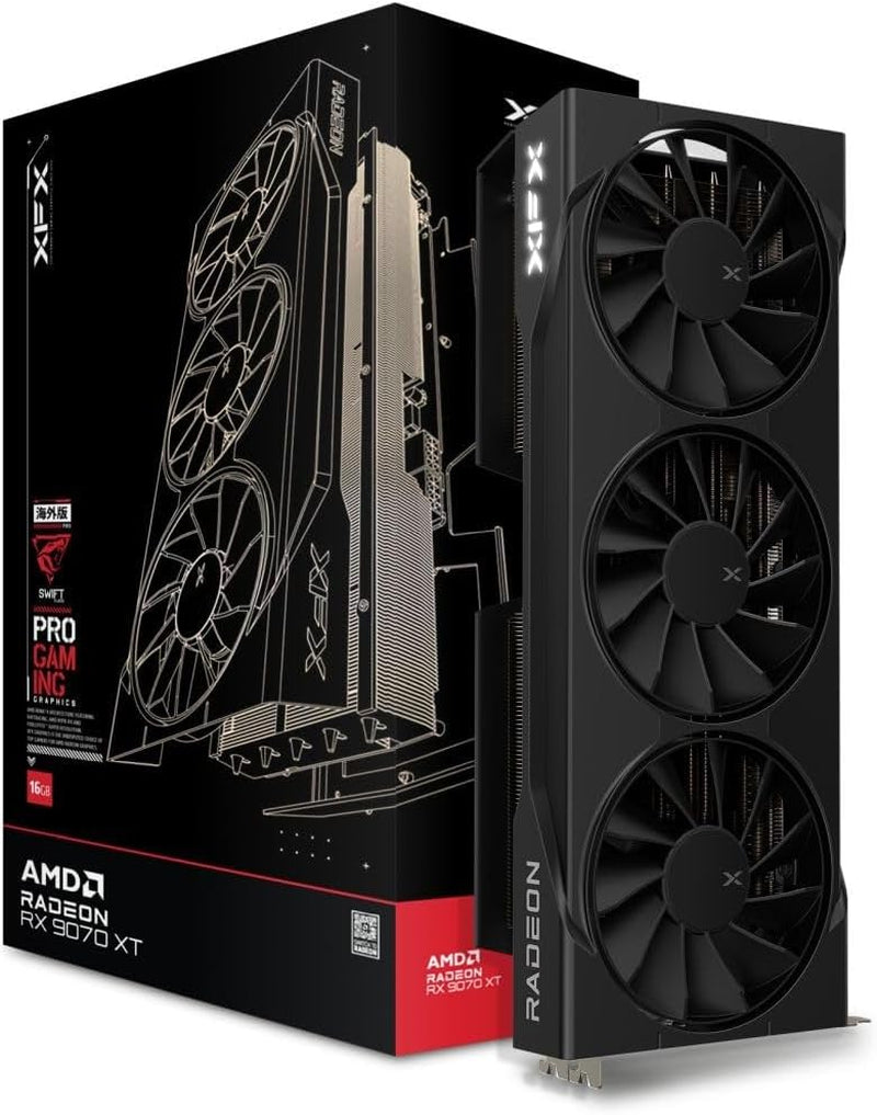 Swift AMD Radeon RX 9070XT Triple Fan Gaming Edition with 16GB GDDR6 HDMI 3Xdp, AMD RDNA 4 RX-97TSWF3BA