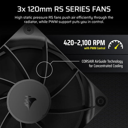 CORSAIR Nautilus 360 RS LCD Liquid CPU Cooler – 2.1" IPS LCD Screen, 360Mm AIO, Low-Noise, Daisy-Chain, Intel LGA 1851/1700, AMD AM5/AM4 – 3X RS120 Fans Included – Black